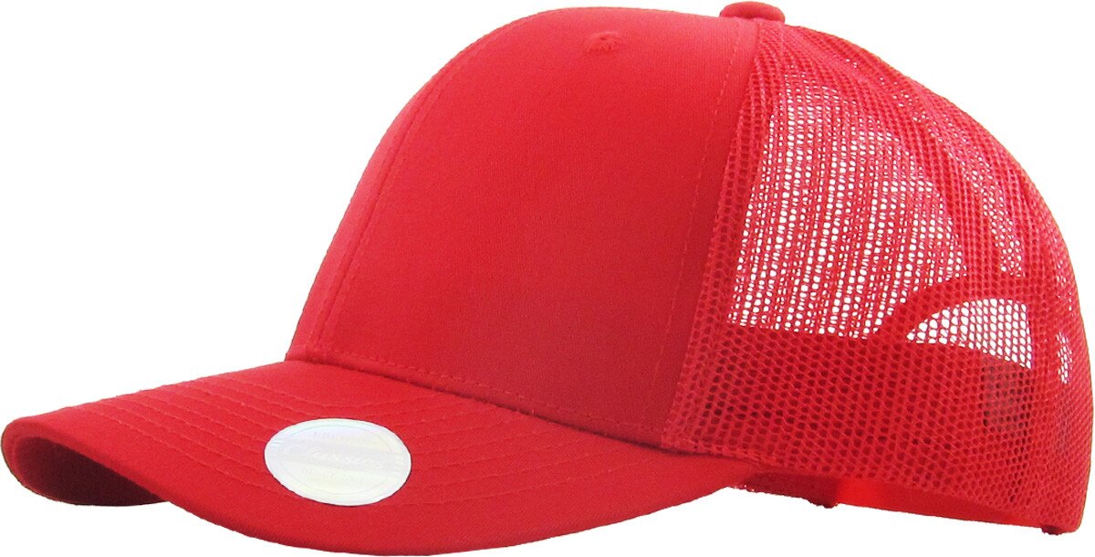 Red Classic 6 Panel Trucker Mesh Snapback Side View